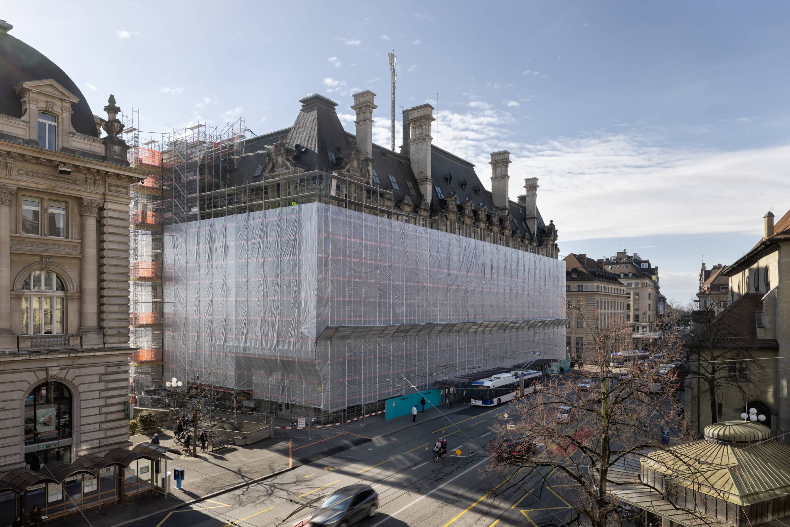 hôtel des Postes à Lausanne en cours de rénovation