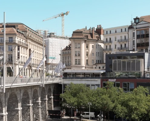 le Grand Pont à Lausanne menant à l'hôtel des Postes