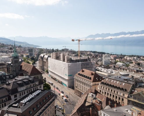 vue aérienne du centre ville de Lausanne