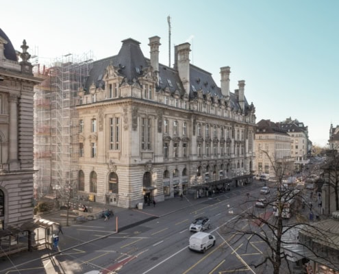 façade nord de l'hôtel des Postes de Lausanne avant travaux