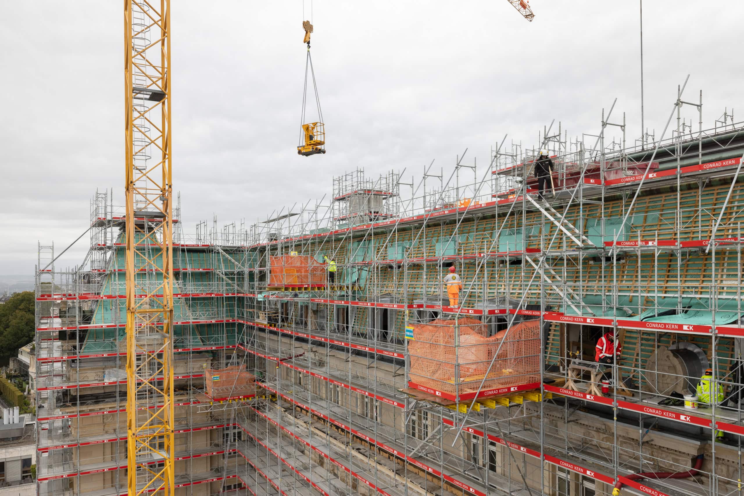 chantier de l'Hôtel des Postes à Lausanne